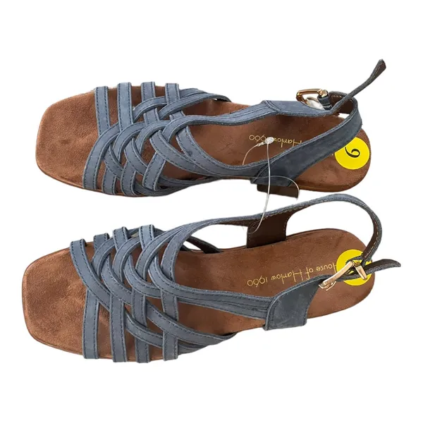House Of Harlow 1960 Georgia Platform Wedge‎ Sandal Platform 9 Blue Leather - Image 2