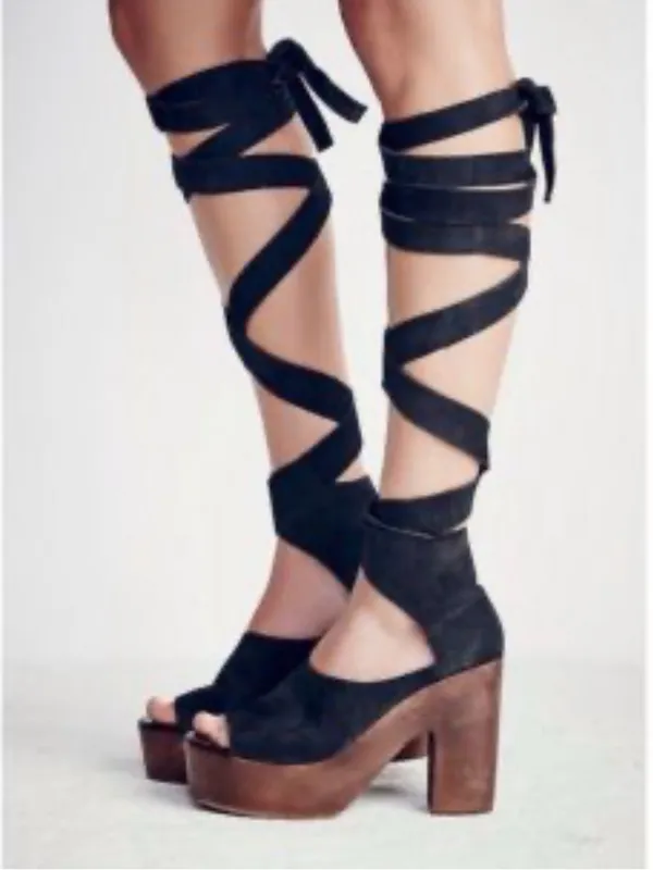 Free people Wrap Platform Sandals - Black - Image 2
