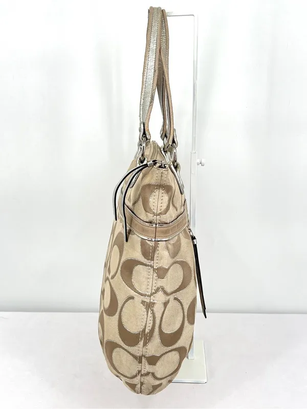 Coach Poppy Metallic Signature C Sateen Glam Y2K Large Hobo Shoulder Tote - Image 7