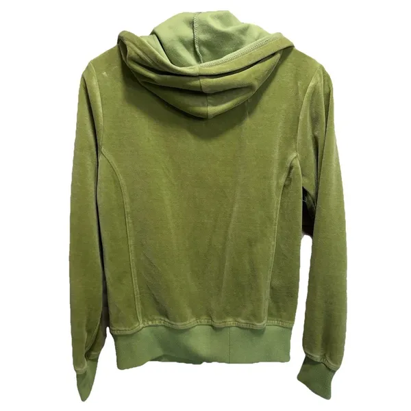 Vintage Connie Velour Green Zip Up Hoodie‎ Buttons Embroidery Pockets - Image 5