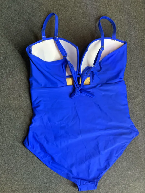 🆕WOT Classic Ruched One-Piece Swimsuit in Royal Blue Size XL - Image 2