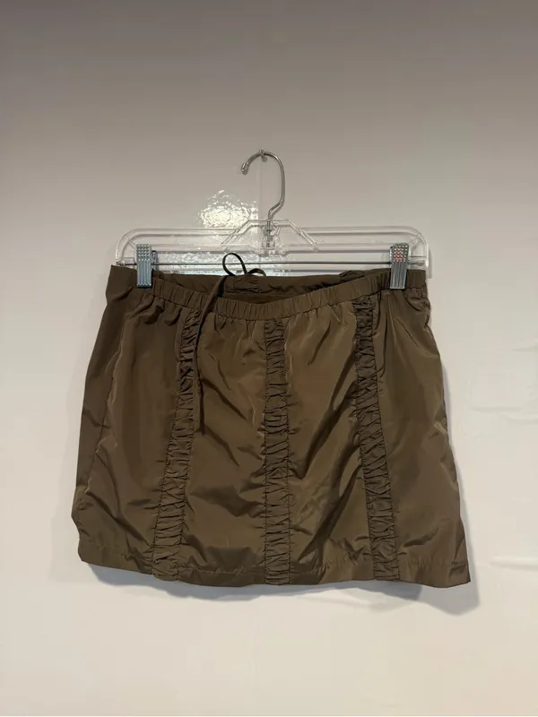 Ruched White Fox Panel Brown Mini‎ Skirt - Image 4
