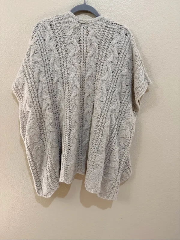 Aerie One Size Cream Cable Knit Open Front Cardigan Oversized Boho Sweater - Image 3