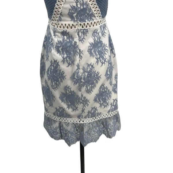 NBD Timantha Lace Bustier Mini Dress‎ Crochet Trim White Blue Size Small - Image 11