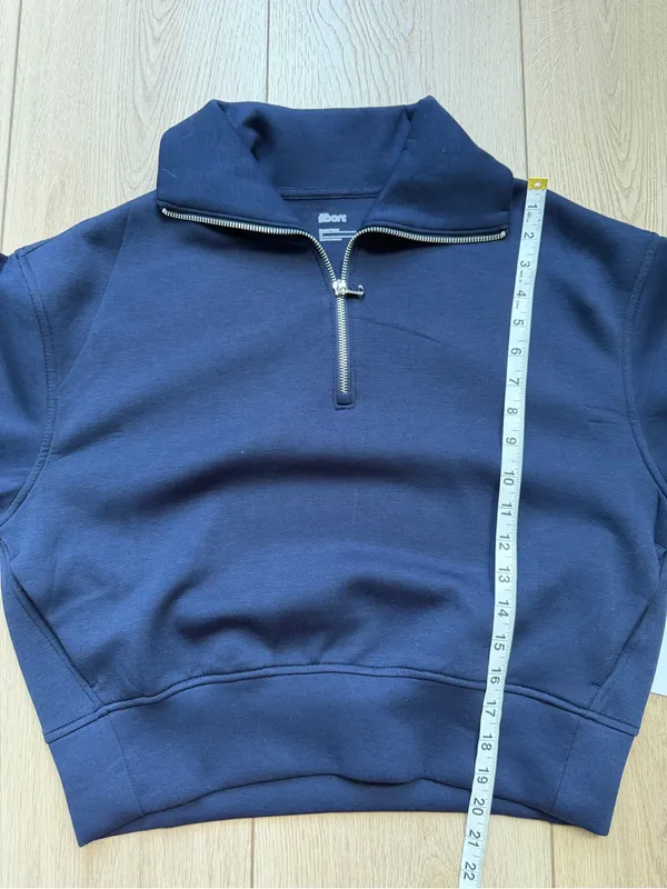Old Navy Sport Bounce Fleece Women's Navy Half-Zip Pullover Sweatshirt NWT XS - Image 10