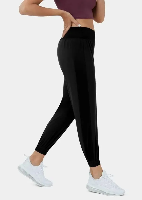 Halara High Waisted Contrast Side Panel Casual Joggers Black M - Image 6