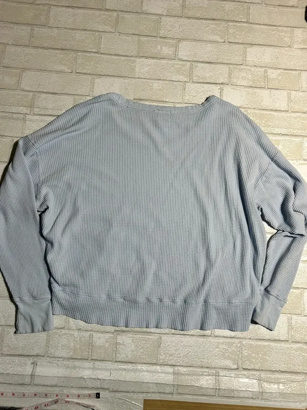 Offline oversized Women's Waffle Knit Top Size small Blue - Image 2