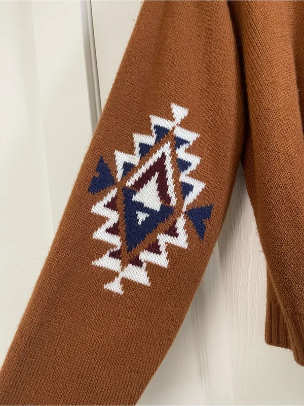 Women’s Wrangler Retro Steer Head Longhorn Skull Sweater Western Aztec Knit‎ L - Image 6