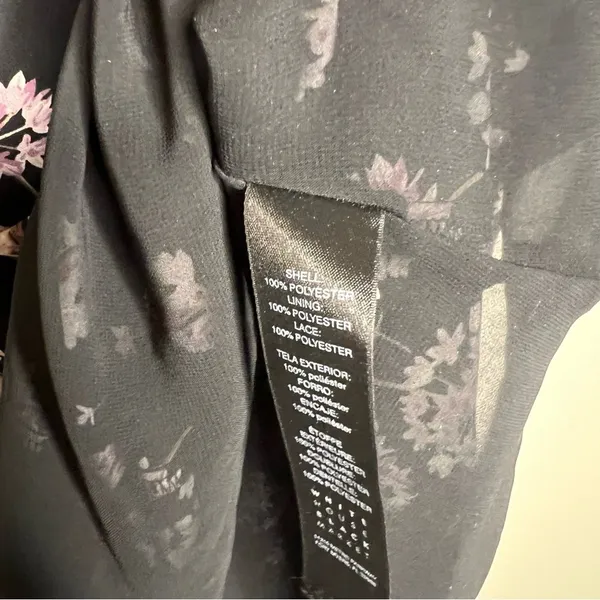 WHBM Dark Floral Whimsigoth Dandelion Scalloped Trim Lace Sheer‎ Chiffon Tank - Image 8