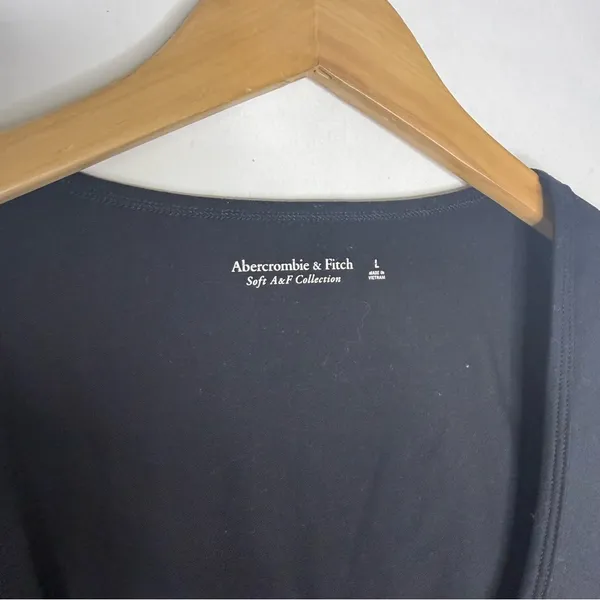 Abercrombie & Fitch Bodysuit Black Scoop Neck Long Sleeve Soft A&F Size Large - Image 3