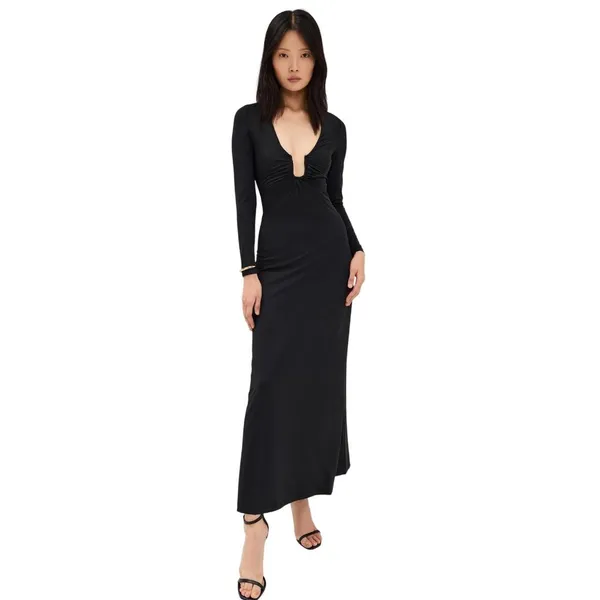 NWT Bardot Women's Remy Embellished Plunge Neck Maxi Knit Dress 59475DB Black 10 - Image 5