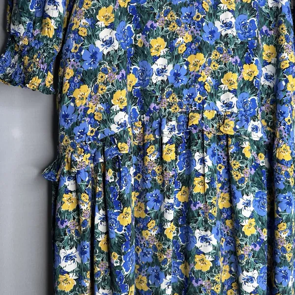 CODE x MODE Floral Maxi Dress XL Empire‎ Waist Drop Waist Ruffle Bishop Sleeve - Image 11