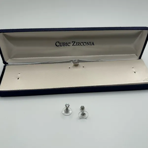 Kay Jewelers Silver CZ Earrings Stainless Steel Round Push Back Ear Stud for Men Women 4mm - Image 6