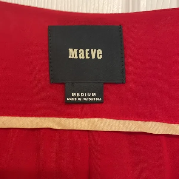Anthropologie Maeve Red Rayon Popover Blouse - Image 2