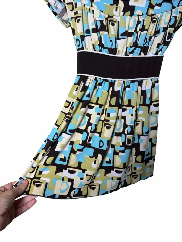 Speechless Y2K Abstract Geometric Tie Back Tunic Top Medium - Image 3