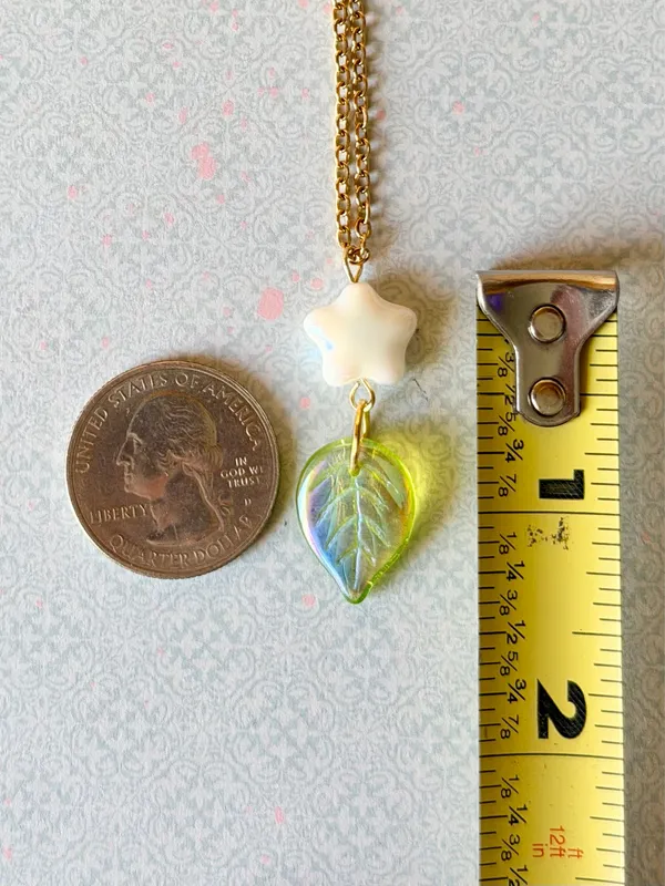 Handmade quality Czech glass star & leaf fairy statement cottage necklace🍃 - Image 7