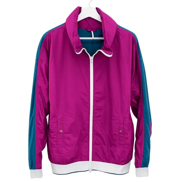 Free People L Large Jacket Windbreaker Highline Bomber Color Block Long Sleeve - Image 2