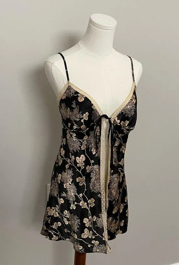 Vintage Victorias Secret Top Cami Nighty Babydoll Lace Floral Tie Front Y2K - Image 2