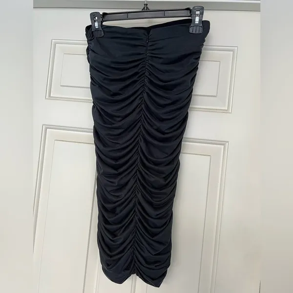 Alice & Olivia Classics Ruched Strapless Mini Dress Dark‎ Gray - Image 3