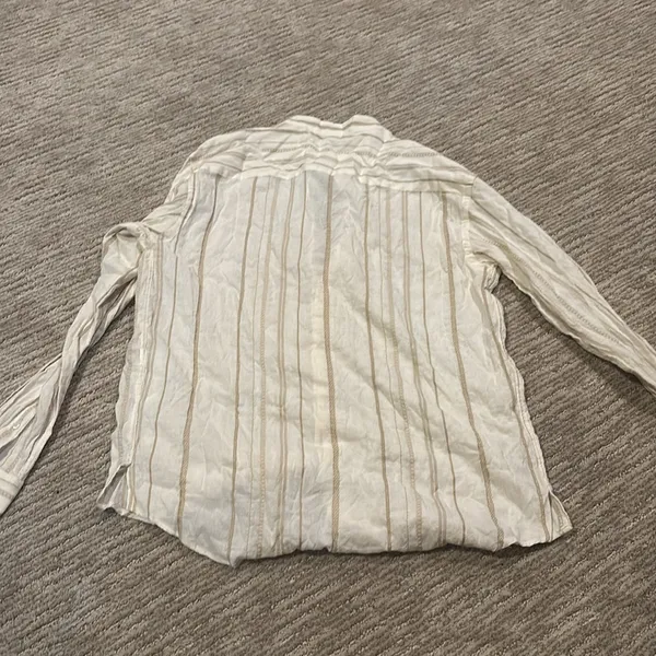 Zara Cream Striped Button-Up Blouse - Image 2