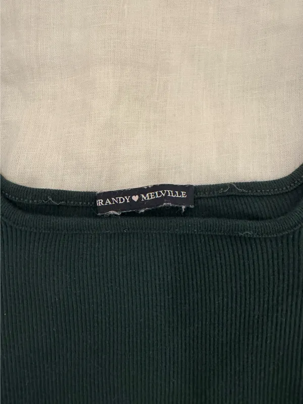 Dark Green Brandy Melville Top Crop - Image 3