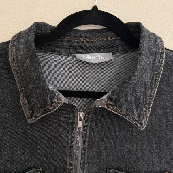 Blue‎ B Collection Sz L Denim Romper Coveralls Washed Black Utility - Image 4