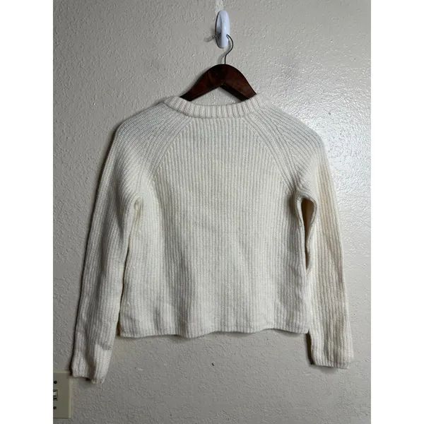 Jenni Kayne Cashmere Fisherman Sweater size XS Ivory Ribbed Crewneck - Image 2