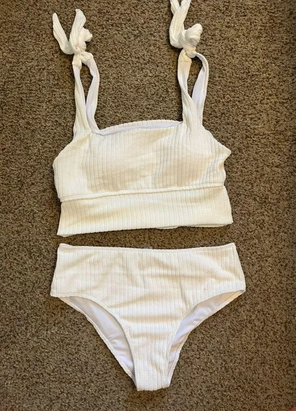 SheIn White high waisted 2 piece swimsuit - Image 3