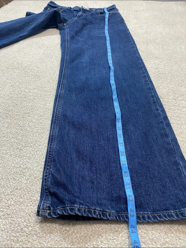 Mango Deep Indigo Wide-Leg Jeans Size 4 100% Cotton - Image 14