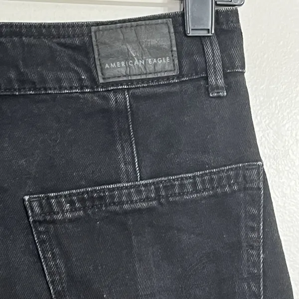 American Eagle Skirt‎ Womens 00 Black Hi Rise A-Line Denim Jean Button Fly - Image 7
