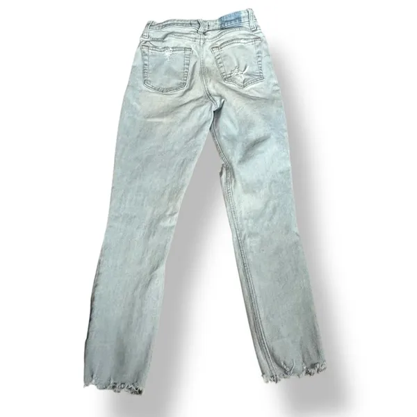 Abercrombie & Fitch Simone High Rise Slim Jeans Distressed Light Wash Raw Hem 25 - Image 9