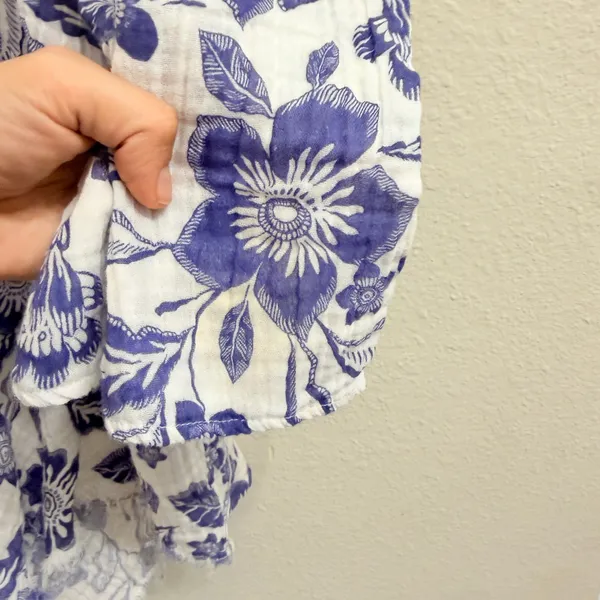 Anthropologie Floral Gauze Mini‎ Dress Size Large Tunic Coverup Gauzy Cotton - Image 9