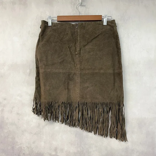 VTG Rampage Fringe Suede Set Vest M Skirt 11 Brown Western Boho Indie Festival - Image 11