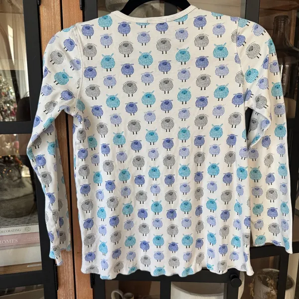 Roller Rabbit henley pajamas top pima long sleeve sheep print cotton pjs tee - Image 2