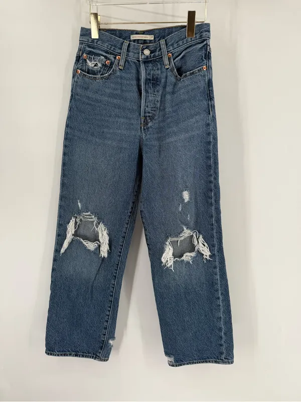 Levi's‎ Jeans Womens 28 Blue Ribcage Straight Ankle Waterless Dark Wash Denim - Image 2