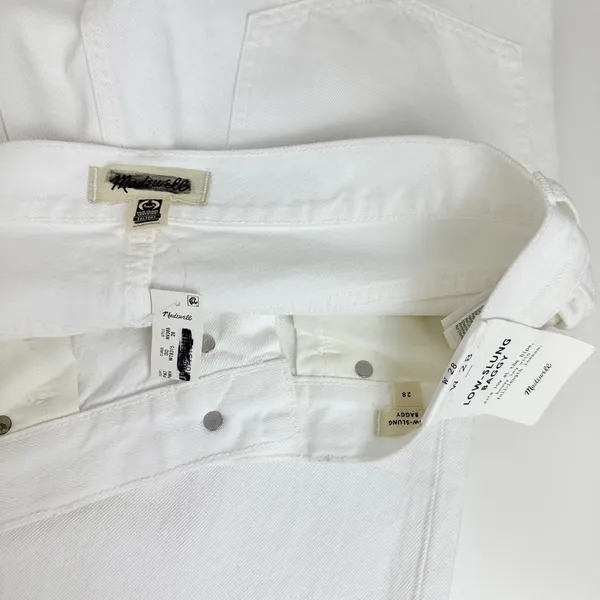 Madewell Low Slung Baggy Jeans Pure White Rigid Wide Leg Relaxed US 28 NWT - Image 11