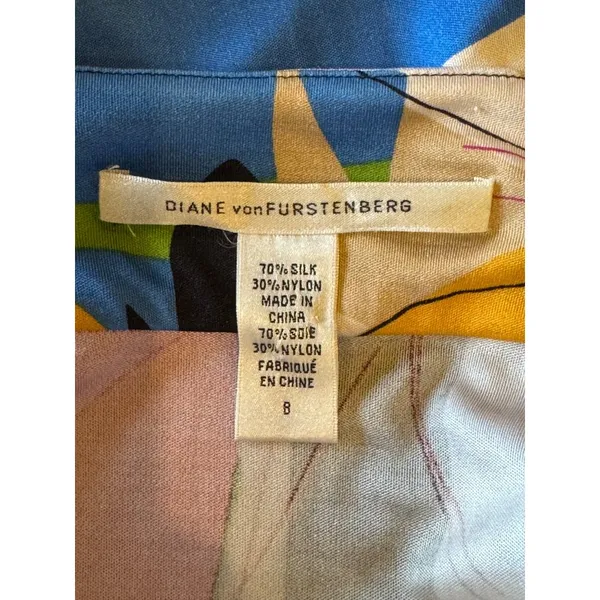 Diane Von‎ Furstenberg Dress Women 8 Blue Pink Silk Blend Eliot Butterfly Mini - Image 12