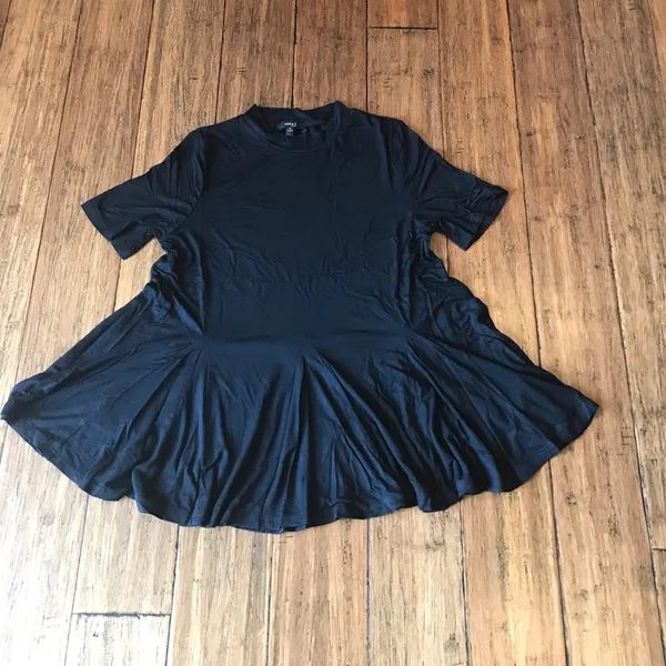 Black Flowy Relaxed Fit Tunic Top Soft Stretch Jersey Short Sleeve Blouse Size S - Image 3