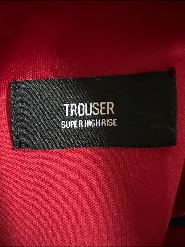 Express Super High Rise Trouser w/waist Tie Red Satin size s wide leg see descri - Image 3