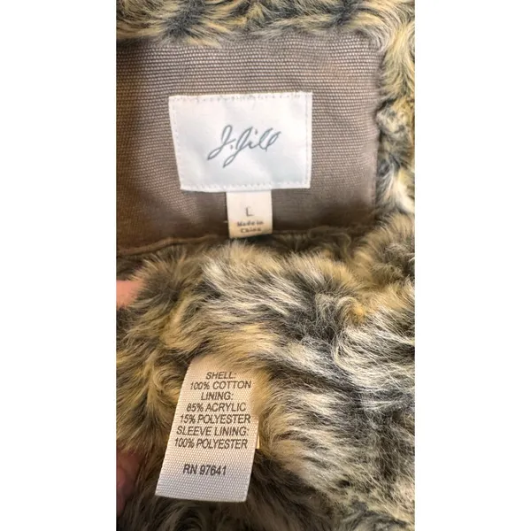 Vintage 2000s J.Jill Brown Faux Fur Lined Coat Jacket Size L - Image 9