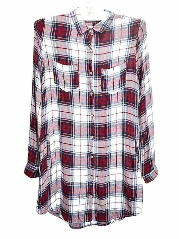 ANTHROPOLOGIE THREAD & SUPPLY Women’s Plaid Flannel Tunic Shirt Dress Size Large - Image 2