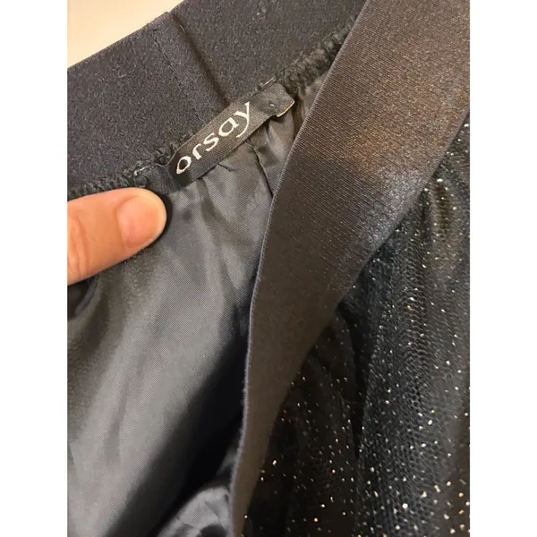 Orsay Sparkle Black Tulle A-Line Midi Skirt Size 40 (Large) - Image 4