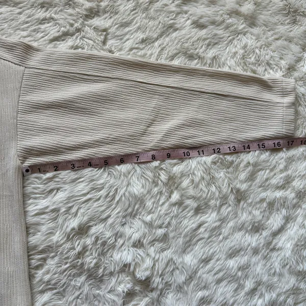Madewell Top Striped Jacquard Funnelneck Long Sleeve Cream XS - Image 13