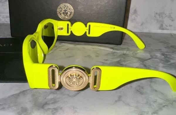 Versace BRAND NEW Authentic Geometric unisex Sunglasses yellow fluorescent frame - Image 3
