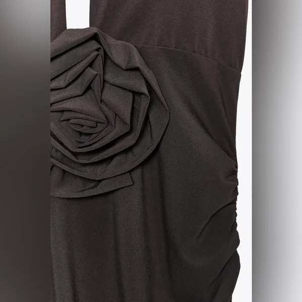 NWT Zara Halter Slit Long Dress With Flower Chocolate Brown Color Size S/XS - Image 8