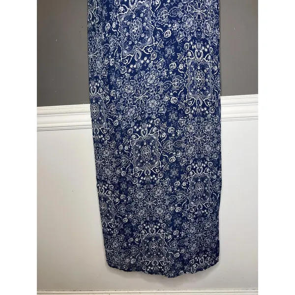 Lulus Dress Womens Medium Blue Paisley Slip Maxi Backless Strappy Sundress - Image 3