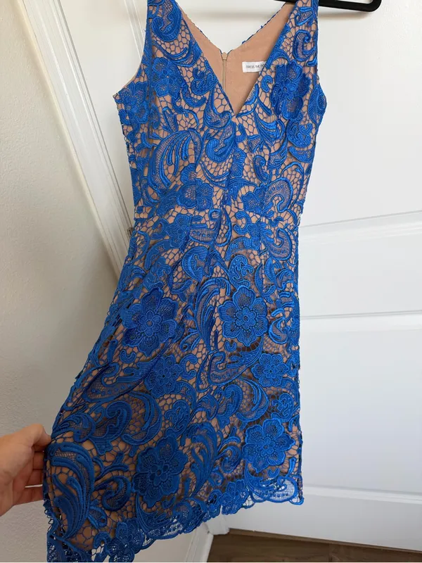 Dress The Population Allie Blue Lace Dress Small - Image 3
