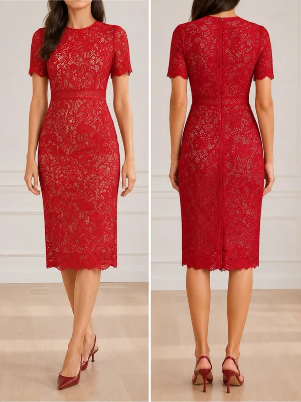 NWT Lulus Amore Dress Size XS Red Crochet Lace Midi Wedding Guest Cocktail Date - Image 13
