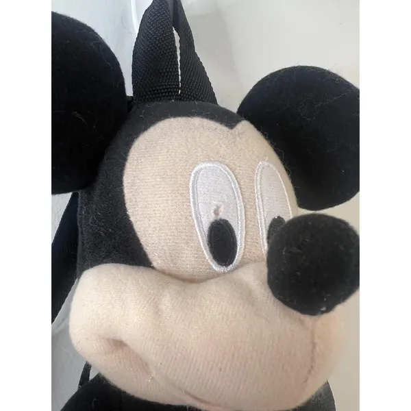 Disney Mickey Mouse Plush Mini Backpack Bag Kids Toddler Black Red Zipper Straps - Image 3