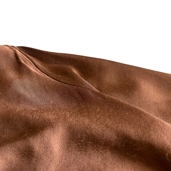 By Anthropologie Women’s Long Bell Sleeve Cowl Neck Satin Brown Mini Dress XS - Image 9